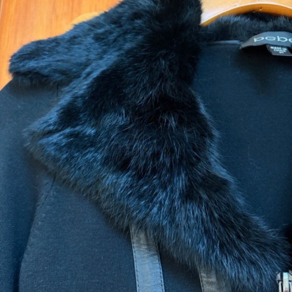 Bebe leather/rabbit fur fitted sweater - Picture 6 of 8